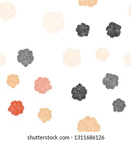 Light Orange vector seamless doodle texture with flowers. Colorful illustration with flowers in doodle style. Template for business cards, websites.