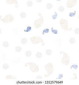 Light Orange vector seamless doodle layout with leaves and flowers. Modern abstract illustration with leaves and flowers. Design for textile, fabric, wallpapers.