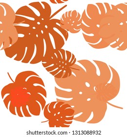 Light Orange vector seamless doodle template with leaves. Modern geometrical abstract illustration with leaves. Pattern for trendy fabric, wallpapers.