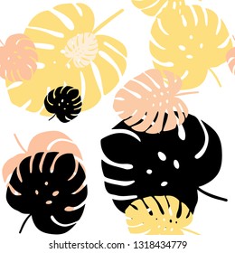 Light Orange vector seamless doodle texture with leaves. An elegant bright illustration with leaves in Natural style. Texture for window blinds, curtains.