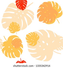 Light Orange vector seamless doodle pattern with leaves. An elegant bright illustration with leaves in Natural style. Design for wallpaper, fabric makers.