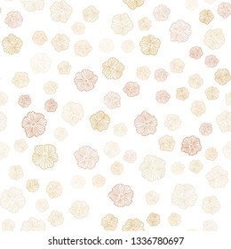 Light Orange vector seamless doodle background with flowers. Decorative design of flowers on white background. Design for textile, fabric, wallpapers.