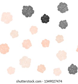 Light Orange vector seamless doodle background with flowers. An elegant bright illustration with flowers. Design for wallpaper, fabric makers.
