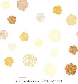 Light Orange vector seamless doodle layout with flowers. Shining colored illustration with flowers. Pattern for trendy fabric, wallpapers.