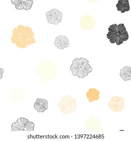 Light Orange vector seamless doodle background with flowers. Sketchy doodle flowers on white background. Template for business cards, websites.