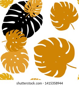 Light Orange vector seamless doodle texture with leaves. Shining colored illustration with leaves in doodle style. Texture for window blinds, curtains.