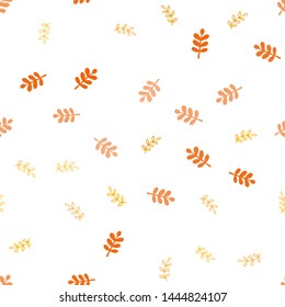 Light Orange vector seamless doodle background with leaves. Colorful abstract illustration with leaves in doodle style. Design for textile, fabric, wallpapers.