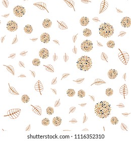 Light Orange vector seamless elegant pattern with leaves and flowers. Shining colored illustration with leaves and flowers. Pattern for wallpapers and coloring books.