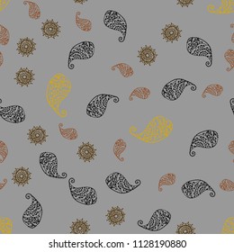 Light Orange vector seamless elegant pattern with leaves and flowers. Leaves and flowers with gradient on white background. Completely new template for your brand book.