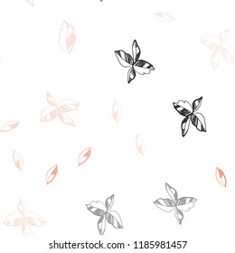Light Orange vector seamless elegant background with leaves. Colorful abstract illustration with leaves in doodle style. Pattern for design of window blinds, curtains.