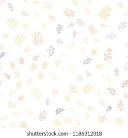 Light Orange vector seamless elegant wallpaper with leaves, branches. Colorful illustration in doodle style with leaves, branches. Pattern for design of window blinds, curtains.