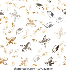 Light Orange vector seamless elegant background with leaves. Blurred decorative design in Indian style with leaves. Pattern for design of fabric, wallpapers.