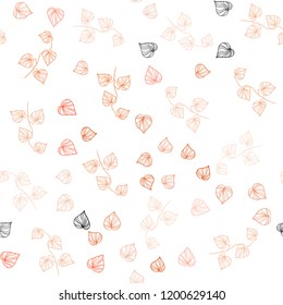 Light Orange vector seamless elegant template with leaves. Glitter abstract illustration with doodles and leaves. Template for business cards, websites.