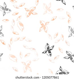 Light Orange vector seamless elegant background with leaves. Sketchy doodles with leaves on blurred background. Pattern for design of fabric, wallpapers.