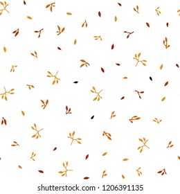 Light Orange vector seamless elegant wallpaper with leaves. Brand new colored illustration in blurry style with leaves. Pattern for design of fabric, wallpapers.