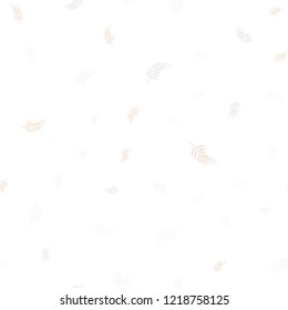 Light Orange vector seamless elegant pattern with leaves. Shining colored illustration with leaves in doodle style. Design for textile, fabric, wallpapers.