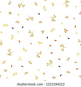 Light Orange vector seamless elegant wallpaper with leaves. A vague abstract illustration with leaves in doodles style. Template for business cards, websites.