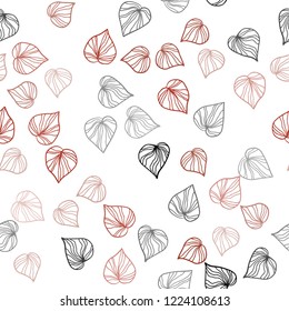 Light Orange vector seamless elegant template with leaves. Colorful abstract illustration with leaves in doodle style. Trendy design for wallpaper, fabric makers.