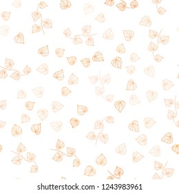 Light Orange vector seamless elegant pattern with leaves. Decorative illustration with doodles on abstract template. Pattern for design of window blinds, curtains.