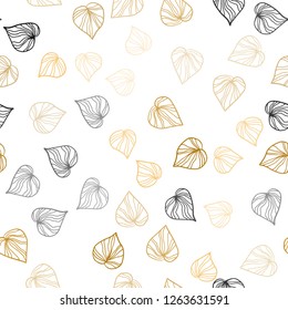 Light Orange vector seamless elegant template with leaves. A vague abstract illustration with leaves in doodles style. Pattern for design of window blinds, curtains.