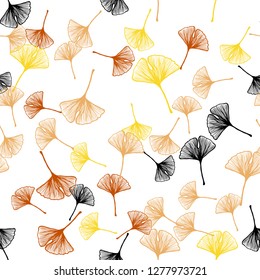 Light Orange vector seamless elegant wallpaper with leaves. Colorful abstract illustration with leaves in doodle style. Pattern for design of fabric, wallpapers.