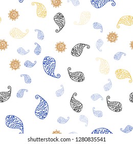 Light Orange vector seamless elegant pattern with leaves and flowers. Colorful abstract illustration with leaves in doodle style. Texture for window blinds, curtains.