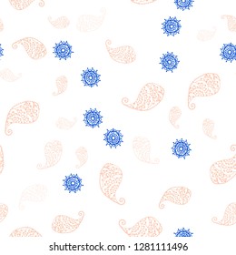 Light Orange vector seamless elegant background with leaves and flowers. Leaves, flowers in natural style on white background. Pattern for trendy fabric, wallpapers.