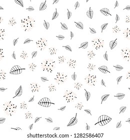 Light Orange vector seamless elegant pattern with leaves, flowers. Abstract illustration with leaves, flowers in doodles style. Pattern for trendy fabric, wallpapers.