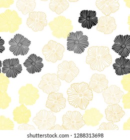 Light Orange vector seamless elegant wallpaper with flowers. Shining colored illustration with flowers. Template for business cards, websites.
