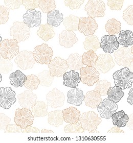 Light Orange vector seamless elegant template with flowers. Sketchy doodle flowers on white background. Pattern for trendy fabric, wallpapers.