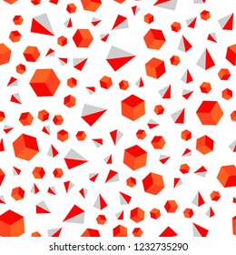 Light Orange vector seamless, isometric pattern with polygonal style with cubes. Illustration with set of colorful triangles, squares. Pattern for design of fabric, wallpapers.