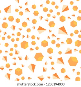 Light Orange vector seamless, isometric background with triangles, cubes. Abstract illustration with colorful lines, cubes. Pattern for design of fabric, wallpapers.