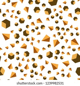Light Orange vector seamless, isometric pattern with polygonal style with cubes. Decorative design in abstract style with lines, cubes. Design for wallpaper, fabric makers.