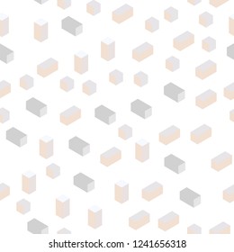 Light Orange vector seamless, isometric texture in rectangular style. Illustration with set of colorful rectangles. Texture for window blinds, curtains.