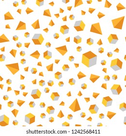 Light Orange vector seamless, isometric template with crystals, squares. Illustration with set of colorful triangles, squares. Design for textile, fabric, wallpapers.