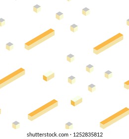 Light Orange vector seamless, isometric backdrop with rhombus. Rectangles on abstract background with colorful gradient. Pattern for design of fabric, wallpapers.