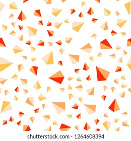 Light Orange vector seamless, isometric layout with lines, triangles. Illustration with set of colorful triangles. Pattern for trendy fabric, wallpapers.