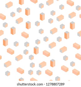 Light Orange vector seamless, isometric layout with lines, rectangles. Glitter abstract illustration with rectangular shapes. Design for textile, fabric, wallpapers.