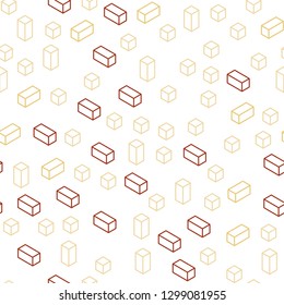 Light Orange vector seamless, isometric pattern in square style. Decorative design in abstract style with rectangles. Pattern for design of fabric, wallpapers.