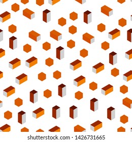Light Orange vector seamless, isometric cover in polygonal style. Rectangles on abstract background with colorful gradient. Design for textile, fabric, wallpapers.