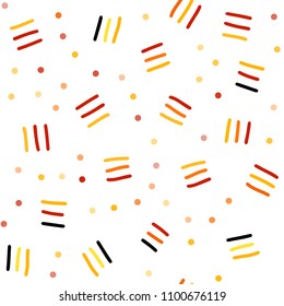 Light Orange vector seamless layout with simple elements. Decorative abstract design of repeating lines, circles. Pattern for design of window blinds, curtains.