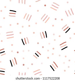Light Orange vector seamless layout with simple elements. Decorative abstract design of repeating lines, circles. Template for business cards, websites.