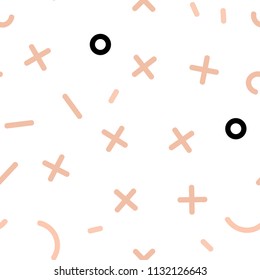 Light Orange vector seamless layout with simple elements. Colorful seamless gradient with lines and signs of maths. Pattern for design of fabric, wallpapers.