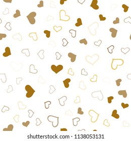Light Orange vector seamless layout with sweet hearts. Decorative shining illustration with hearts on abstract template. Pattern for marriage gifts, congratulations.