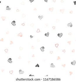 Light Orange vector seamless layout with sweet hearts. Decorative shining illustration with hearts on abstract template. Pattern for carnival, festival romantic leaflets.