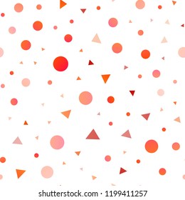 Light Orange vector seamless layout with circles, lines. Abstract gradient illustration with circles, triangles. Design for textile, fabric, wallpapers.