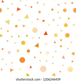 Light Orange vector seamless layout with circles, lines. Modern abstract illustration with colorful dots, lines. Design for textile, fabric, wallpapers.
