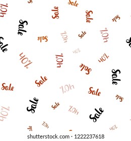 Light Orange vector seamless layout with discount of 40%. Shining colorful illustration with isolated selling prices. Backdrop for super sales on Black Friday.