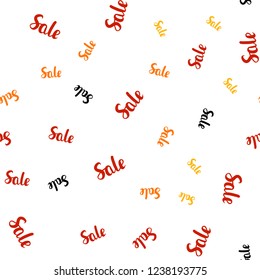 Light Orange vector seamless layout with discount words. Illustration with signs of sales on abstract template. Backdrop for super sales on Black Friday.