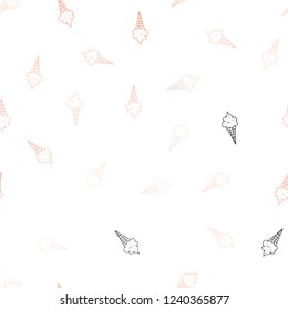 Light Orange vector seamless layout with ice-cream set. Set of abstract ice-cream cones with colorful gradient. Pattern for ads of breakfast, lunch, dinner.